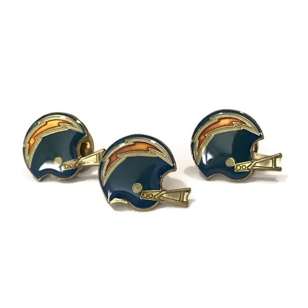 Early 1980's Vintage CHARGERS Pin +backs ~ Official NFL Football Helmet Collector Pin! TINY! Brass ~ Hard Enamel ~ Rare ~ Great Gift Idea