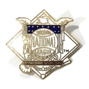 Vintage 1988 NL LOGO Pin +Backs ~ New Nos ~ Official MLB Baseball Collector Pin! Brass ~ Hard Enamel ~ Rare Retro Logo ~ Great Gift Idea