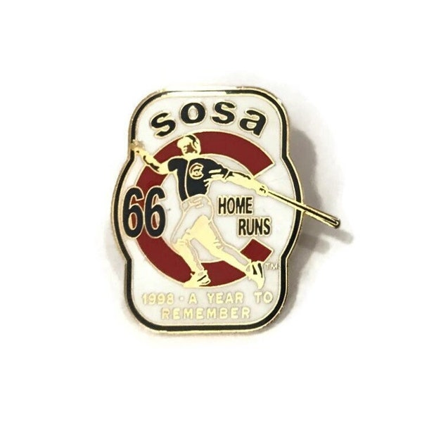 1999 Vintage CUBS Pin + Backs ~ Official MLB Baseball Sammy Sosa Home Run Pin! Shiny Brass ~ Hard Enamel ~ Rare Retro ~ Great Gift Idea