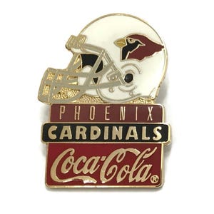 1993 Vintage CARDINALS Pin + backs ~ New Nos ~ NFL Football Coca Cola Helmet Collector Pin! Brass ~ Hard Enamel ~Rare Retro~ Great Gift Idea