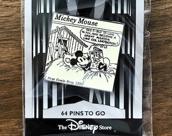Vintage Mickey Mouse First Comic Pin! New ~ Official WDW Disney Millennium Countdown Trading Badge #65 ~ Hard Enamel ~Rare~ Great Gift Idea