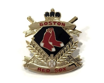 1994 Vintage RED SOX Pin +Backs ~ New ~ Official MLB Baseball Crest Collectors Pin! Shiny Brass ~ Hard Enamel ~ Rare Retro ~ Great Gift Idea