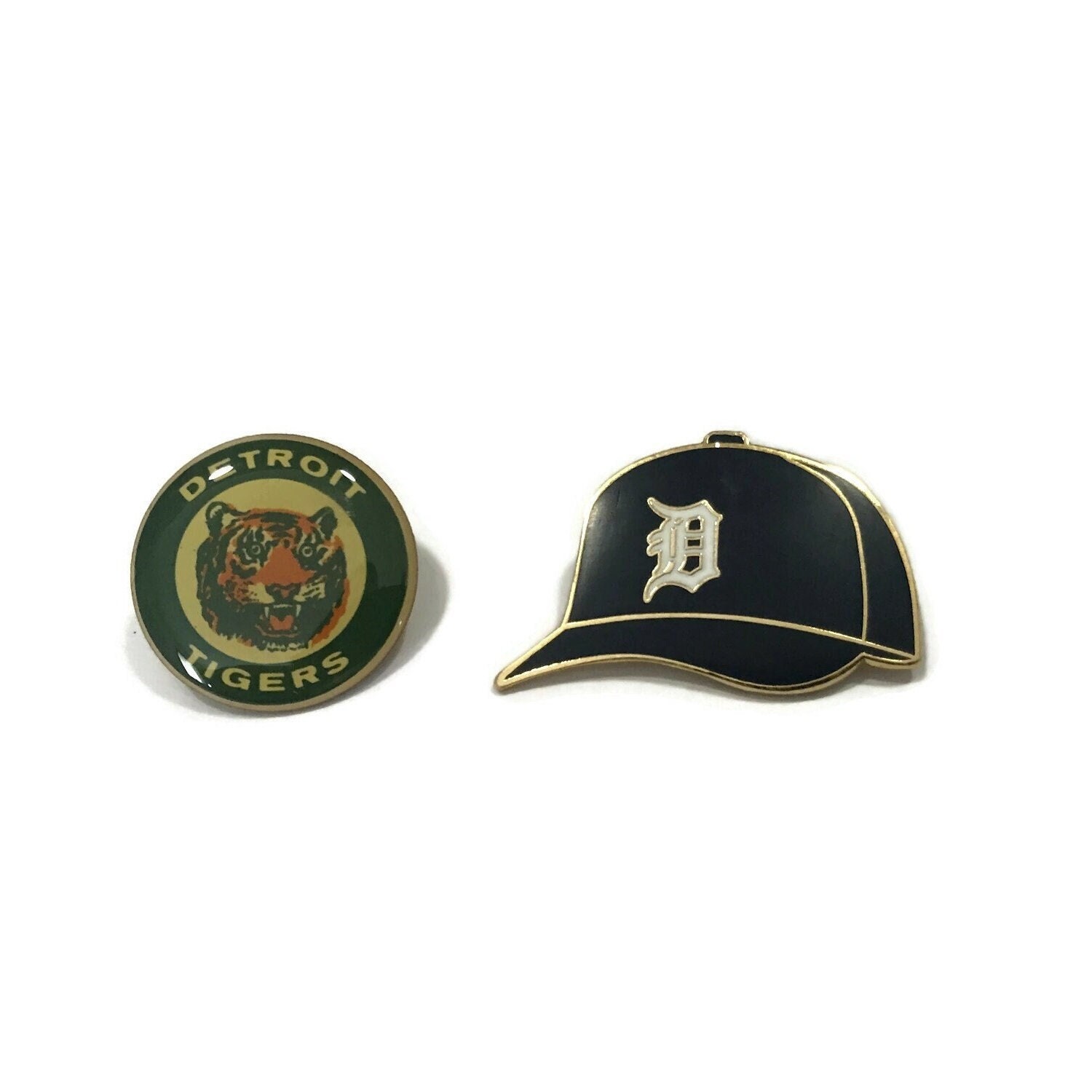 Vintage Tigers Pin Set + Backs ~ Official MLB Baseball Collectors Pin! Brass ~ Domed & Hard Enamel ~ Rare 1994 Retro ~ Great Gift Idea
