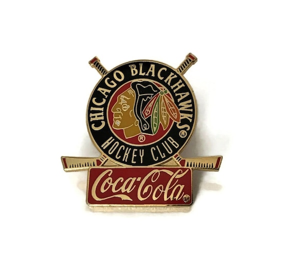 1993 Vintage BLACKHAWKS Coca Cola Pin +Backs ~ New