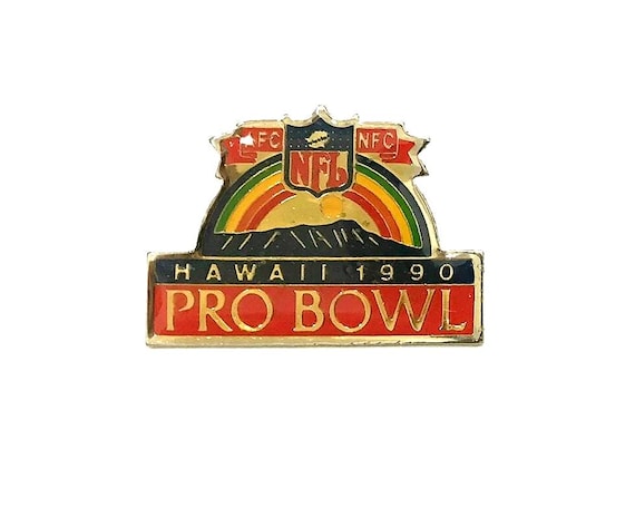 1990 Hawaii Pro Bowl Pin +backs~ Official NFL Football Collector Pin! Rainbow! 1.25 Inch ~ Metal ~Glossy Epoxy Enamel ~Rare~ Great Gift Idea