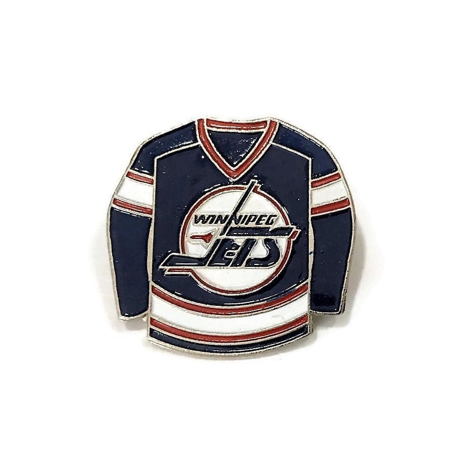 Vintage NHL Winnipeg Jets Round Pin Orange and Dark Blue 