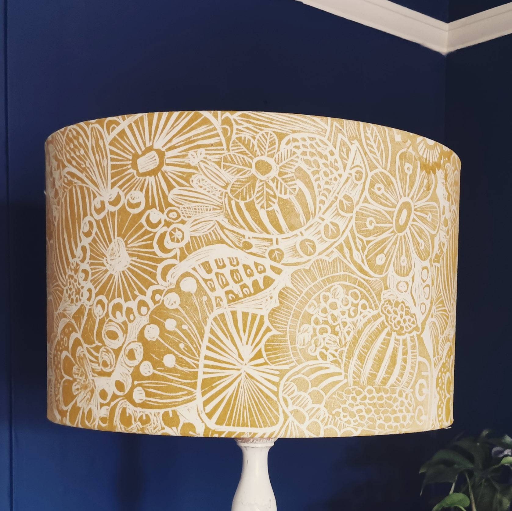 Striking Seed Pod Hand Printed Lampshade by Rachel Quilty. Large