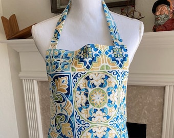 Blue and Gold Medallion Apron