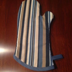 BBQ mitt, Pot Holder, Gift for him, Gift for her, Barbecue mitt, Blue and Tan mitt
