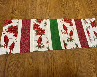 Red and Green Cardinal Table Runner