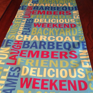 Barbecue Table Runner, Sideboard runner, Kitchen linen, Table runner, Hostess gift, Gift, Dining Linen