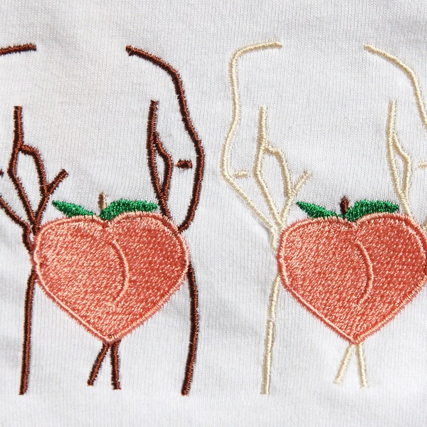 Butt ladies, peach emoji embroidered tshirt / Tshirt brodé emoji pêche, butt ladies