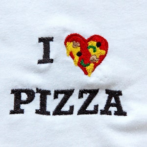 I heart pizza embroidered tshirt 画像 2