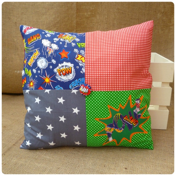 Superhero Pow Cushion Comic Book Pillow Comic Gift Gift For Boys Super Hero Decor Super Hero Bedroom Boys Bedroom Decor Kids Room