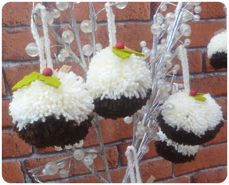 Xmas Decs Tree Decorations Festive Decor Christmas Puddings Wool Decorations Christmas Pudding Pom Pom Christmas Decorations