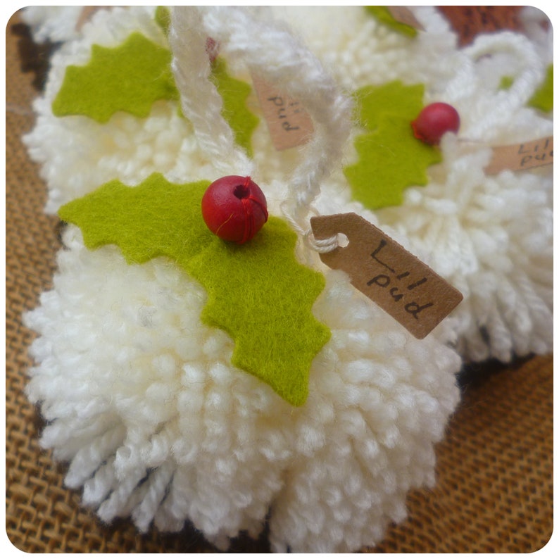 Xmas Decs Tree Decorations Festive Decor Christmas Puddings Wool Decorations Christmas Pudding Pom Pom Christmas Decorations