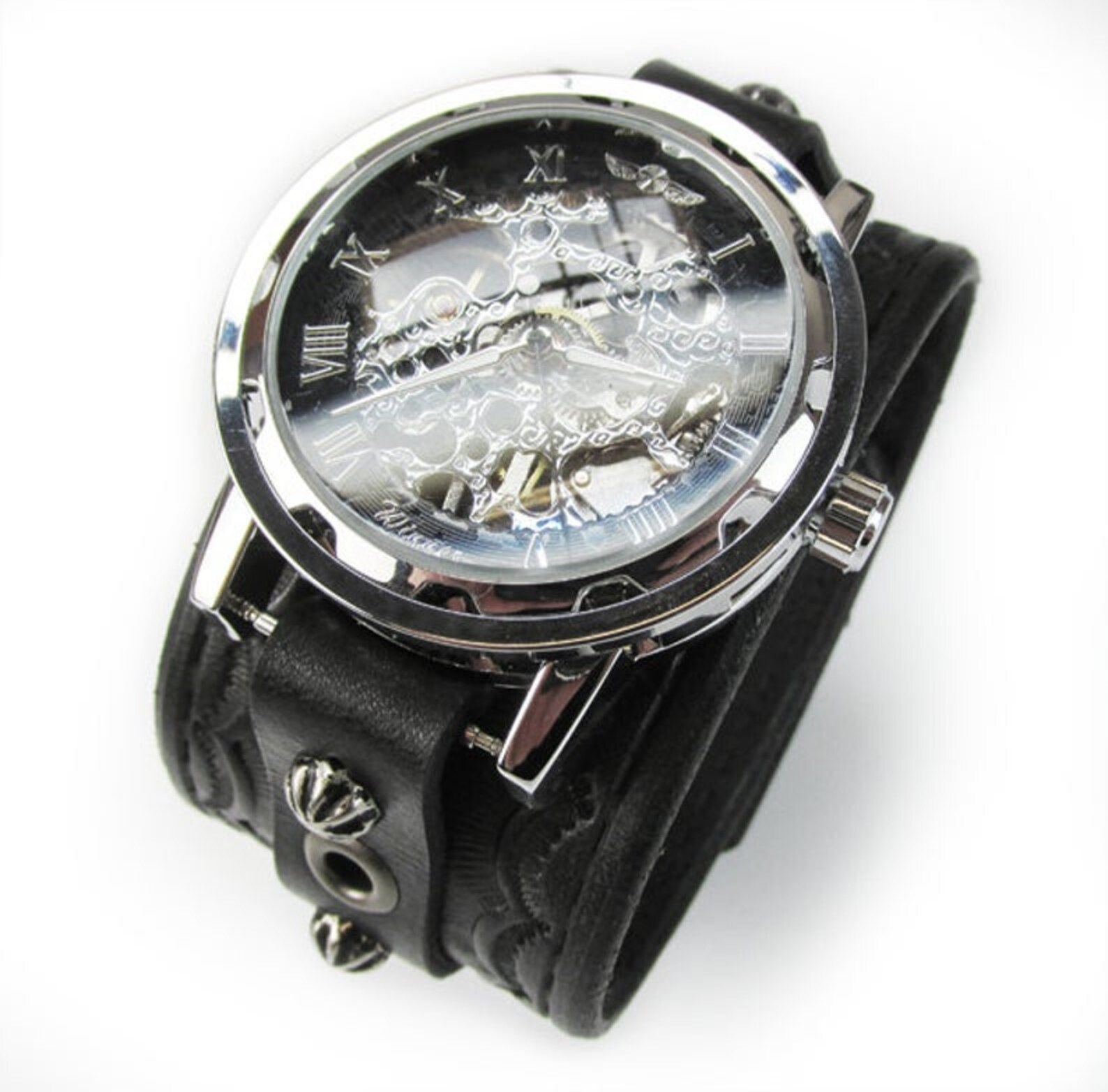 Executive Wristwatch Leather Cuff Watch Men's Watch Etsy