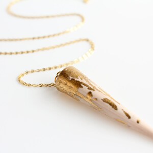 Spike Pendant Spike Charm Spike Necklace Gold Necklace Gold Chain Gold Filled Chain White and Gold 380mm/14 inch long necklace