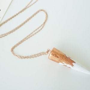 Spike Pendant Spike Charm Spike Necklace Rose Gold Necklace Rose Gold Chain Rose Gold Filled Chain White and Rose Gold 380mm/14 inch long