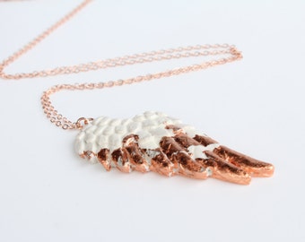Wing Necklace Rose Gold Necklace Rose Gold Chain Rose Gold Filled Wing Pendant 380mm 14 inch chain fashion necklace dainty chain