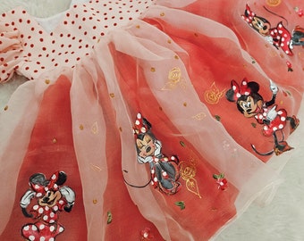 Ready to Ship- Minnie Mouse (peach and red polka dots)