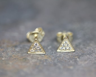 Pave' triangle stud earrings