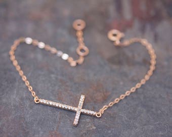 Sideway cross bracelet