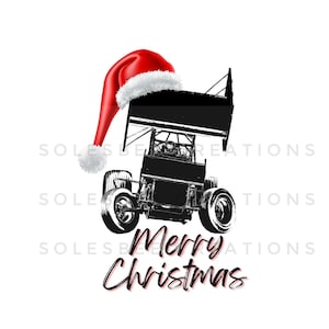 Merry Christmas Sprint Car dirt track racing design digital png for sublimation.