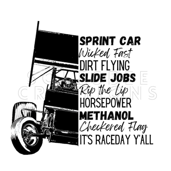 Sprint Car, It's Raceday Y'all dirt track racing design digital png for sublimation.