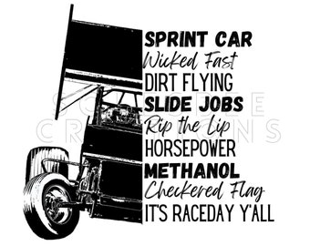 Sprint Car, It&#39;s Raceday Y&#39;all dirt track racing design digital png for sublimation.