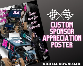 Custom Racing Sponsor Appreciation Poster Design digital download for printing.