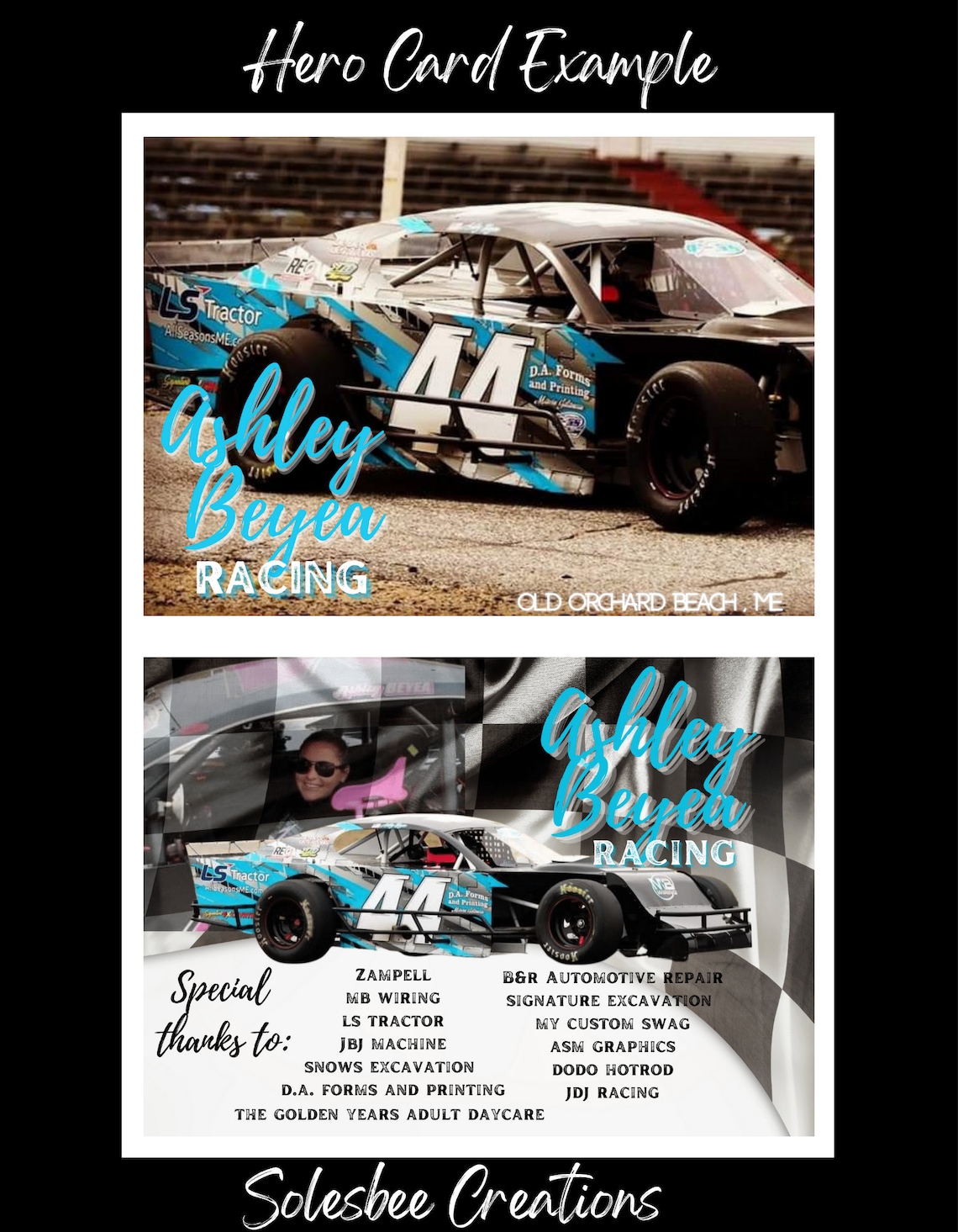 Custom Racing Hero Cards 2 Sided Design Digital Download for Etsy