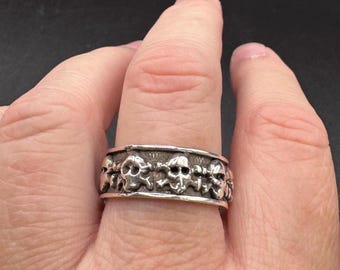 Rustic Skull Sterling Silver Punk Ring