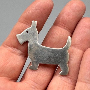 Vintage Artisan Scottie Dog Sterling Silver Brooch