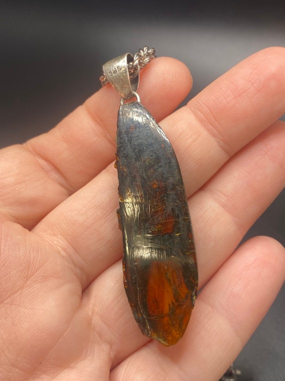 Baltic Amber Pendant Sterling Silver Necklace - image 2