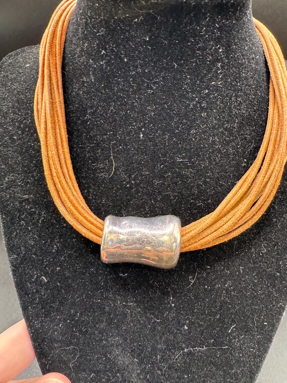 Silpada electroform brown leather multi-strand ne… - image 2