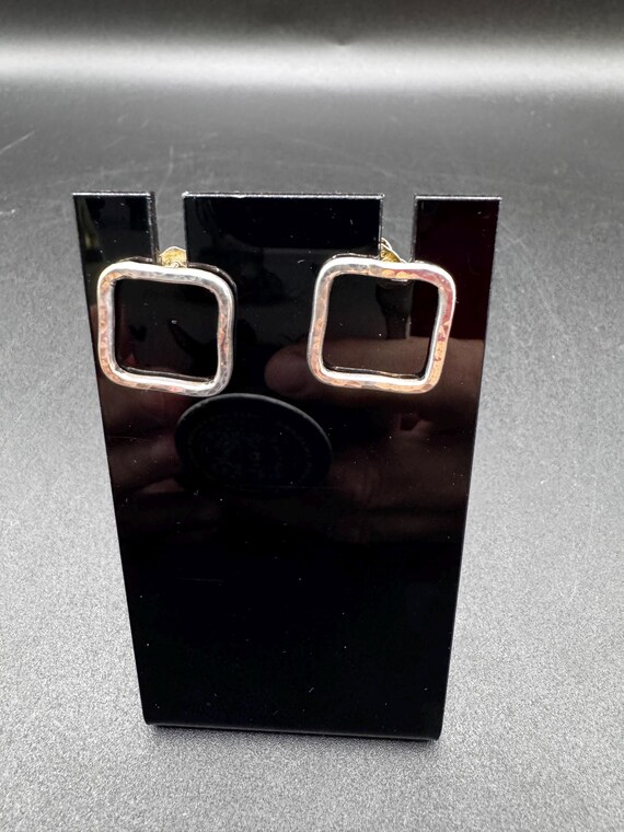 Hammered Sterling Silver Square Stud Earrings - image 4
