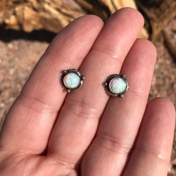 Opal earrings , Opal Stud Earrings , Sterling Silver Earrings