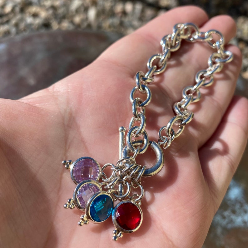 Sterling silver charm crystal bracelet