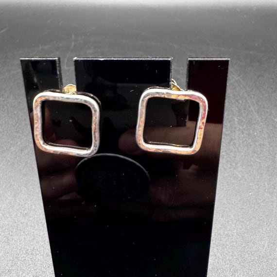 Hammered Sterling Silver Square Stud Earrings - image 3