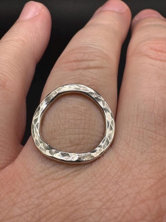 hammered Sterling Silver Circle Ring - image 2