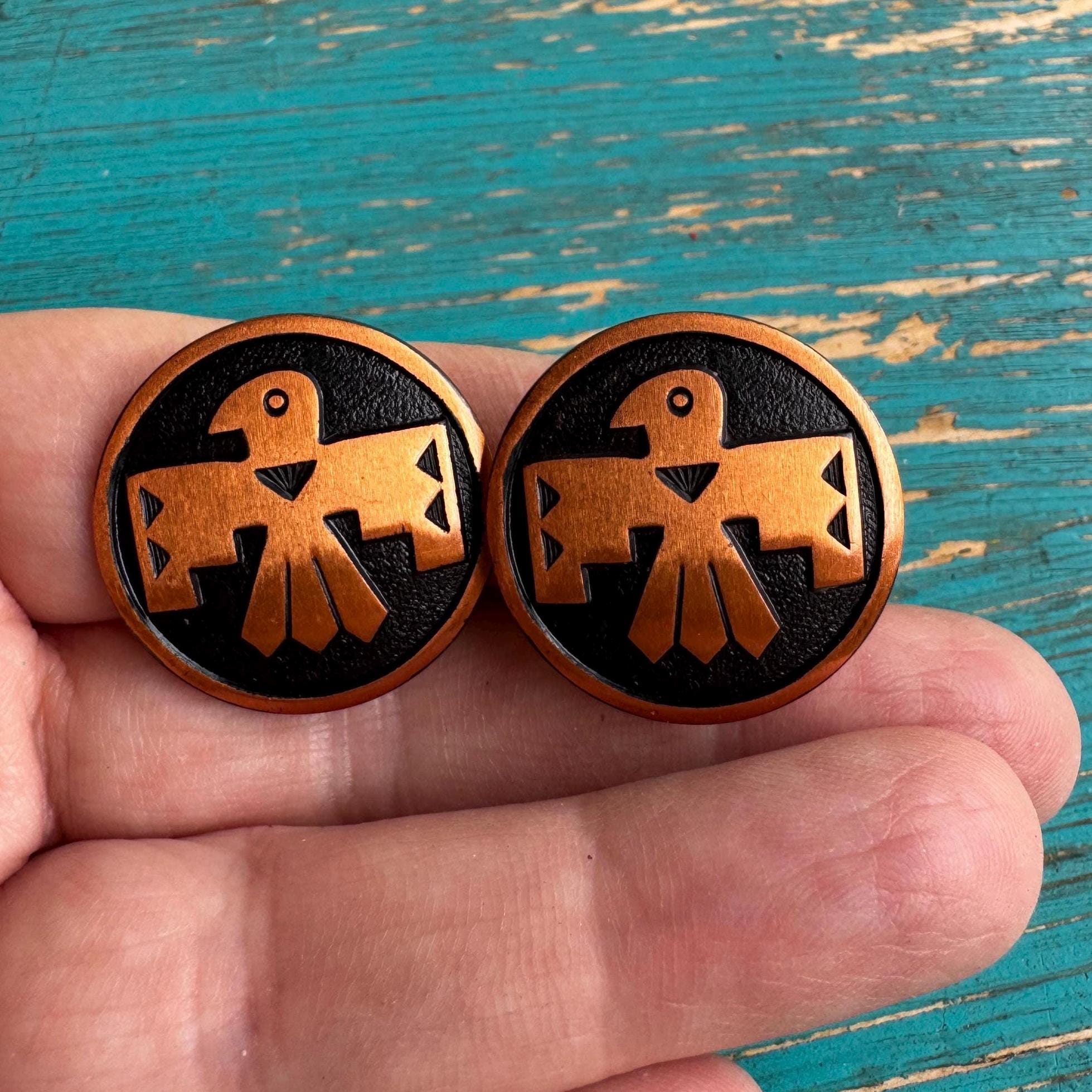 Vintage Copper Thunderbird Clip on Earrings - Etsy