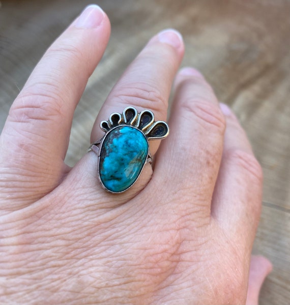 Vintage Turquoise Sterling Silver Ring - image 6