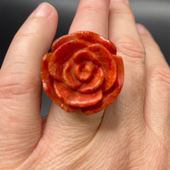 Carved Sponge Coral Sterling and Resin Ring - image 1