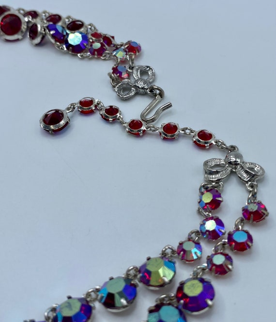 Vintage Red AB Crystal Double Strand Necklace - image 6