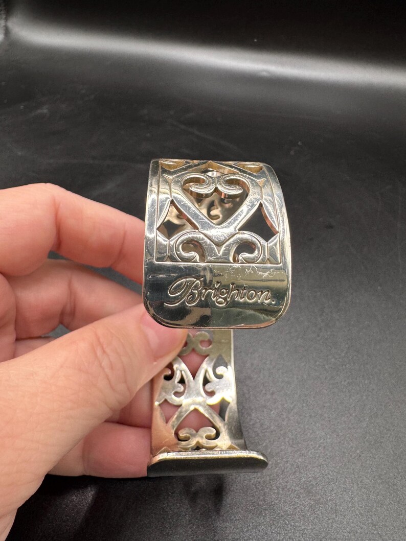 Brighton Christo Madrid Narrow Cuff Bracelet Silver plate heart design image 3