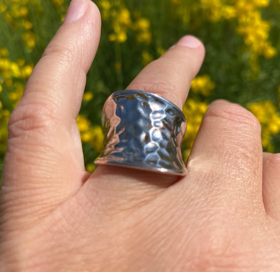 Hammered Sterling Silver Modern Ring - image 2