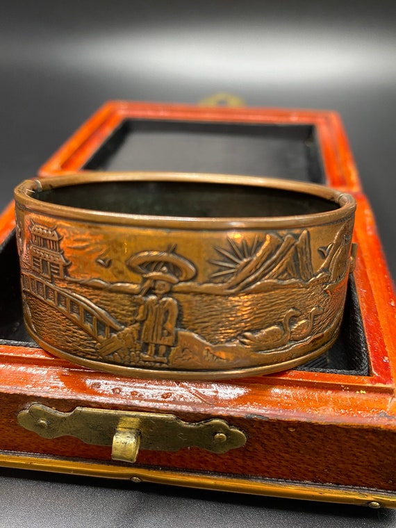 Vintage Asian Copper Story Telling Bracelet