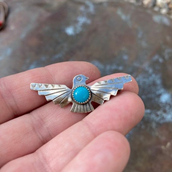Vintage Turquoise Thunderbird Sterling Silver pin