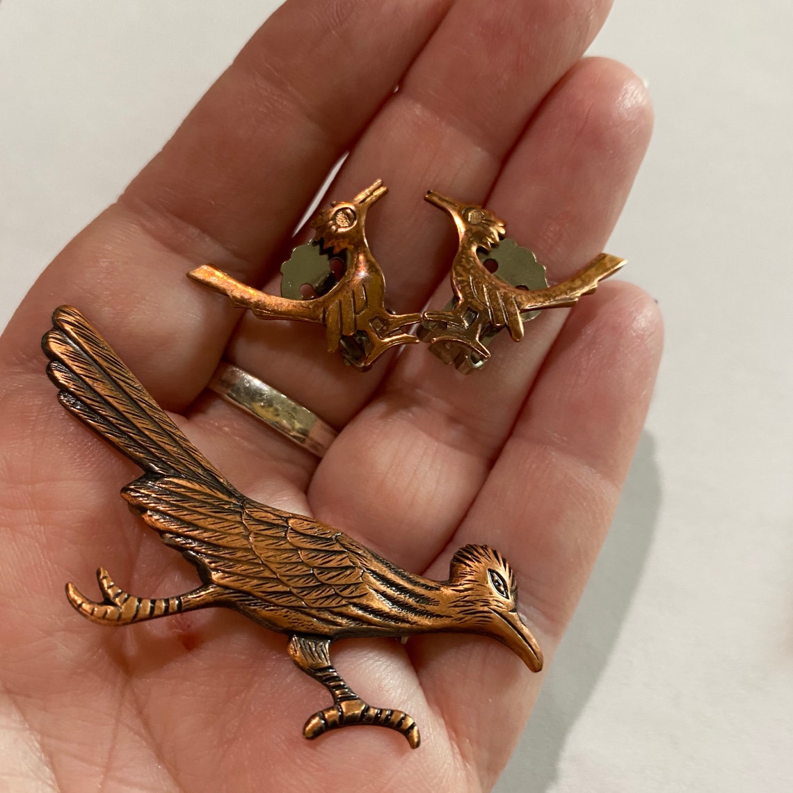 Vintage Cooper Roadrunner Earrings and Brooch Etsy